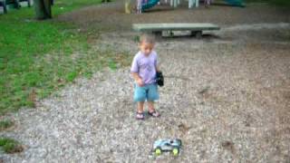 The little guy running his new mini-t