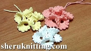 Crochet Folded Petal Flower With Picots Tutorial 13Tığ işi çiçek yapımı Ve Süsleme Örnekleri