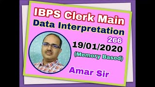 Data Interpretation Questions-266 IBPS Clerk Main-19-01-2020 (Memory Based) #Amar Sir