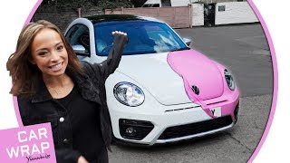 VW Beetle wrapped in Satin Bubblegum Pink - Best Birthday Present Ever