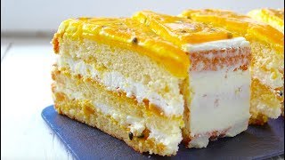 БИСКВИТНЫЙ ТОРТ НЕЖНЕЙШИЙ С КУСОЧКАМИ МАНГО И МАРАКУЙИ