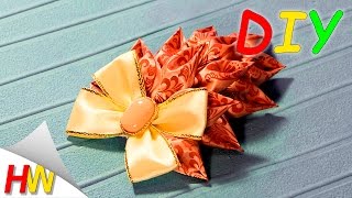 Брошь "Перышко" Канзаши. Канзаши мастер-класс.Brooch kanzashi.