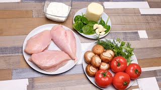 CHICKEN BREAST with MUSHROOMS in an OVEN.