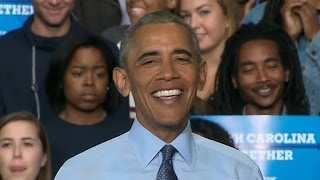 Watch: President Obama hits the campaign trail for Clinton in North Carolina