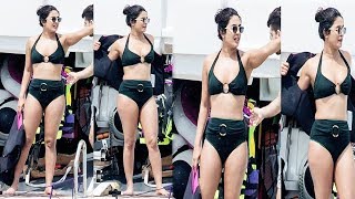 Pregnant Priyanka Chopra shows off her bikini body in a black swimsuit looking so bold and stunning