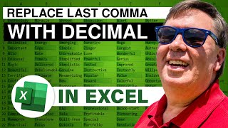 Excel Change The Last Comma To A Period - 2421