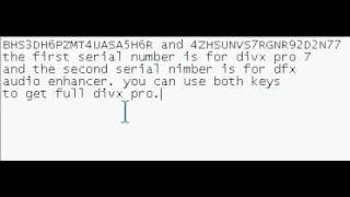 DivX Pro Serial key !