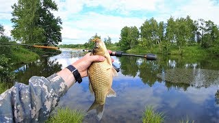 ЛОВЛЯ КАРАСЯ НА МИКРОДЖИГ.  ОН ОГРОМНЫЙ!!!