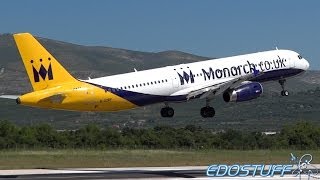Hard! Aborted! and Close-up! Landing at Split Airport - Monarch A321-231