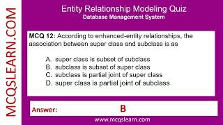 Entity Relationship Modeling Quiz - MCQsLearn Free Videos