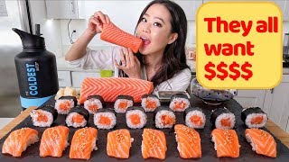 GIANT SALMON SUSHI/SASHIMI MUKBANG | EATING SHOW