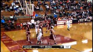 Sheldon #15 Jordan Bradley makes an awesome pass to #33 Chris Hill under the net for the two points