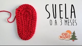 SUELA A CROCHET PARA BEBÉ DE 0 A 3 MESES