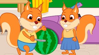 Famille d'Écureuil - Roue De Pastèque Sur Voiture Vidéos Animé 2020 en Français 13+