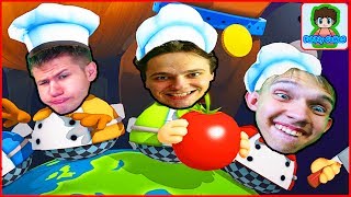 АДСКАЯ КУХНЯ overcooked готовка челлендж  игра на троих От Фаника #2.для детей.