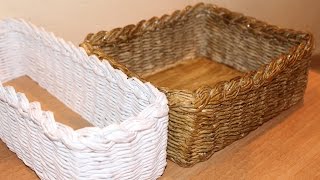 Одна из первых моих корзинок / плетение из бумажной лозы