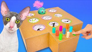 2 DIY Crafts For Your Cat || Cardboard Food Dispenser And Whack-a-Mole Toy
