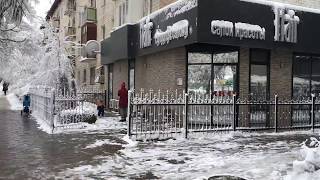 Snow fall in Bishkek, Kyrgyzstan