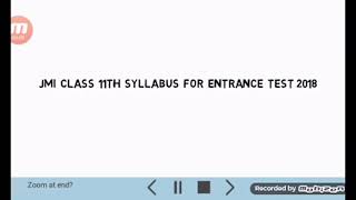 JMI class 11th syllabus for entrance test 2018