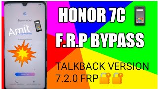 #honor7cfrpbyapass Honor 7c F.R.P bypass||Honor 7c Frp Talkback 7.2 free Without PC ||