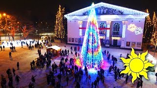 Новогодний Мариуполь. Город с высоты. Театральная площадь. Башня. Аэросъёмка ☀SunVideo
