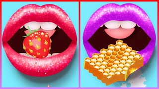 HUNGRY GLITTER LIPS ASMR , CLOSER FOOD , THE MOST SATISFYING ASMR VIDEO