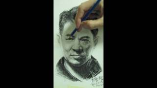 Jet Li's portrait drawing process 李連杰人像素描