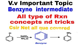Benzyne intermediate all  reactions with concepts ,trick & all Csir  net,gate,iitjee