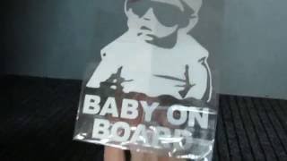 Распаковка, eBay, 1$, наклейка в авто "Baby on board"