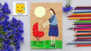 Как нарисовать МАМУ поэтапно гуашью - урок рисования для детей