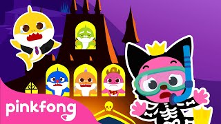 ¿Dónde Está Tiburón Bebé? | Jugando al Escondite en Halloween con la Familia Tiburón | Pinkfong