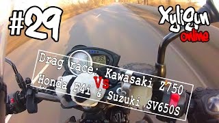 XyliGun Online. #29. Drag race: Kawasaki Z750 Vs Honda F4i & Suzuki SV650S