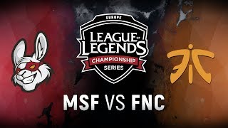 MSF vs. FNC - Week 7 Day 1 | EU LCS Spring Split | Misfits Gaming vs. Fnatic (2018)
