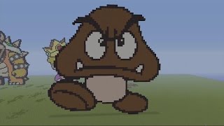 SUPER MARIO BROS. MINECRAFT PIXEL ART SPEED BUILD! Goomba MC Pixel Art