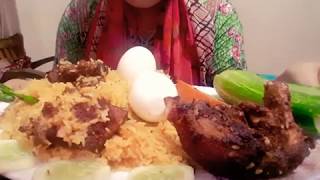 Bangladeshi Eating Show# Mutton Biriyani Chicken Fry &Two Boiled Eggs With Chicken Lollipop ??