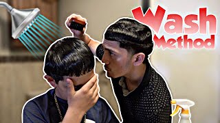 Little brothers wash method for 360 straight hair waves ??