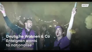 Activists celebrate referendum results on property expropriation in Berlin
