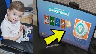 TRUMAnn Gives *5 YEAR OLD KID* 1,000 FREE V-Bucks & NEW Epic Complete Freeze Snow Set (Fortnite)