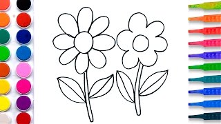 Flowers Coloring Pages Salt Painting for Kids | Fun Art Learning Colors Video for Children