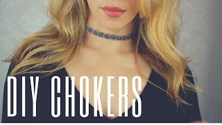 DIY Rhinestone & Fabric Choker Necklaces
