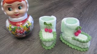Вяжем пинетки с вишенками. Часть 1/knit booties with cherries