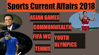 Sports Current affairs 2018 | commonwealth | tennis| asian games| CDS| SSC| BANK|