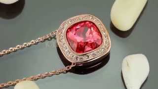 Эксклюзивный кулон "Монако" с яркими кристаллами Swarovski + цепочка, покрытые слоями золота