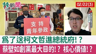 【辣新聞152 重點摘要】為了送柯文哲進總統府!? 蔡壁如創黨最大目的!? 核心價值!? 2022.02.22(3)