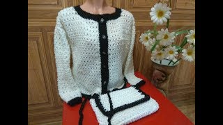 Жакет крючком Шанель