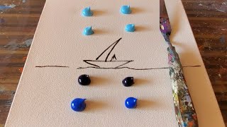 2 Minutes Art / Sailboat / Acrylic Abstract Painting Demo / Relaxing