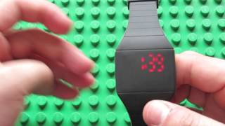 Unboxing Touch Screen Red LED Watch with Rectangle Dial and Silicon Band