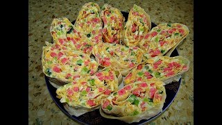 ЛАВАШ с Копчёной КОЛБАСОЙ и СЫРОМ - Прекрасное Блюдо на ПРАЗДНИЧНЫЙ СТОЛ! РУЛЕТ из ЛАВАША!