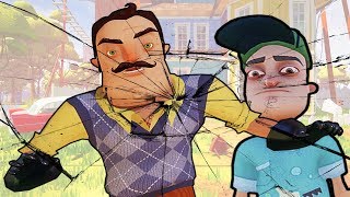 Hello Neighbor - УСАТЫЙ СОСЕД ВЫПРЫГНУЛ ИЗ ОКНА - Мультяшный хоррор Привет Сосед - Мультик для детей