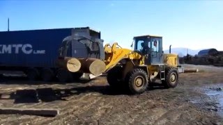 Погрузка бревен в контейнер